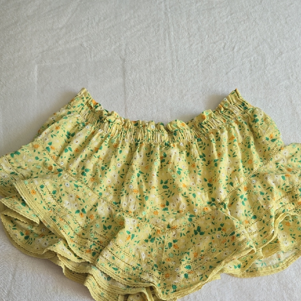 Floral Yellow Ruffle Skort